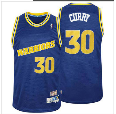 Golden State Warriors #30 Stephen Curry Blue Throwback Stitched NBA Jersey