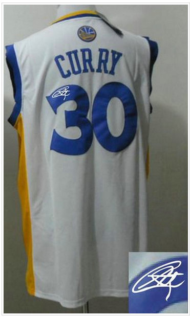 Golden State Warriors Revolution 30 Autographed #30 Stephen Curry White Stitched NBA Jersey