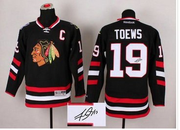Chicago Blackhawks #19 Jonathan Toews Black Autographed Stitched NHL Jersey
