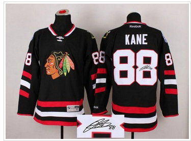 Chicago Blackhawks #88 Patrick Kane Black Autographed Stitched NHL Jersey