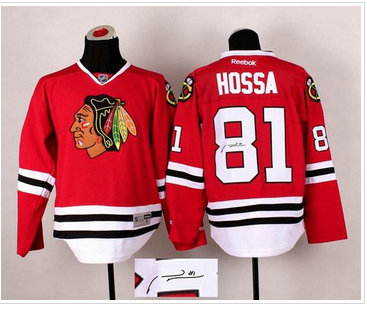 Chicago Blackhawks #81 Marian Hossa Red Autographed Stitched NHL Jersey