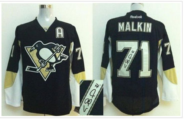 Pittsburgh Penguins #71 Evgeni Malkin Black Autographed Stitched NHL Jersey
