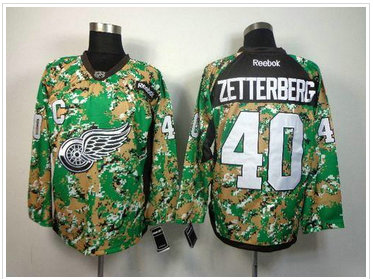 Detroit Red Wings #40 Henrik Zetterberg Camo Veterans Day Practice NHL Jersey