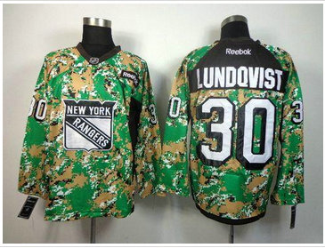 New York Rangers #30 Henrik Lundqvist Camo Veterans Day Practice NHL Jersey