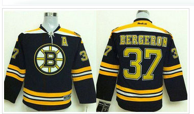Youth NHL Boston Bruins #37 Patrice Bergeron Black Jersey