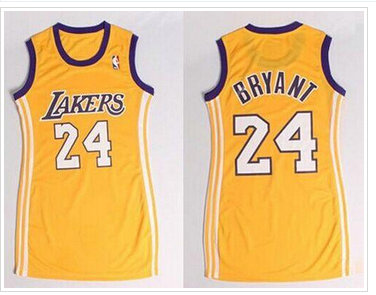 Women NBA Lakers #24 Kobe Bryant Gold Dress Stitched NBA Jersey