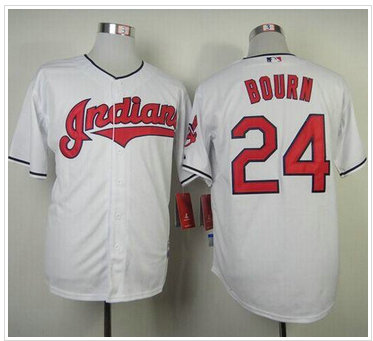 Cleveland Indians #24 Michael Bourn White Cool Base Baseball Jersey
