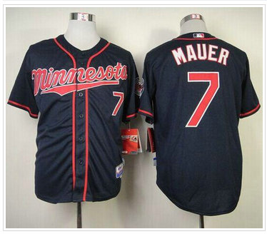 Minnesota Twins #7 Joe Mauer Stitched Navy Blue Cool Base Baseball Jersey