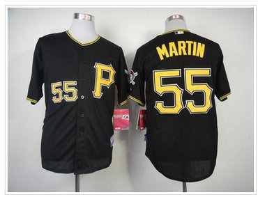 Pittsburgh Pirates #55 Russell Martin Black Cool Base Stitched Baseball Jersey