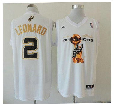 San Antonio Spurs #2 Kawhi Leonard White 2014 NBA Finals Champions Stitched NBA Jersey
