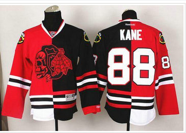 Chicago Blackhawks #88 Patrick Kane Red-Black Split Red Skull Stitched NHL Jersey Chicago Blackhawks #88 Patrick Kane Red-Black Split Red Skull Stitched NHL Jersey