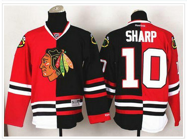 Chicago Blackhawks #10 Patrick Sharp Red-Black Split Stitched NHL Jersey