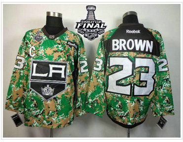 Los Angeles Kings #23 Dustin Brown Camo Veterans Day Practice 2014 Stanley Cup Finals Stitched NHL Jersey