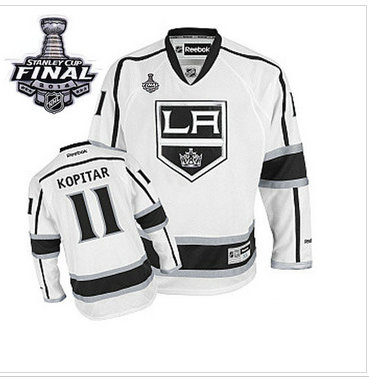 Los Angeles Kings #11 Anze Kopitar White Road 2014 Stanley Cup Finals Stitched NHL Jersey