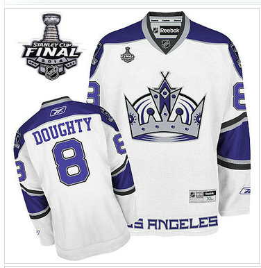 Los Angeles Kings #8 Drew Doughty White 2014 Stanley Cup Finals Stitched NHL Jersey