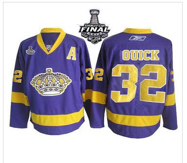 Los Angeles Kings #32 Jonathan Quick Purple 2014 Stanley Cup Finals Stitched NHL Jersey