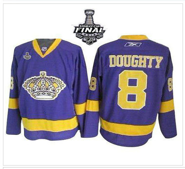 Los Angeles Kings #8 Drew Doughty Purple 2014 Stanley Cup Finals Stitched NHL Jersey