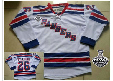 New York Rangers #26 Martin St.Louis White With 2014 Stanley Cup Finals Stitched NHL Jersey
