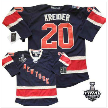 New York Rangers #20 Chris Kreider Dark Blue 85TH Anniversary Third With 2014 Stanley Cup Finals Stitched NHL Jersey