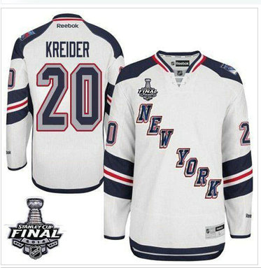 New York Rangers #20 Chris Kreider White 2014 Stadium Series With Stanley Cup Finals Stitched NHL Jersey