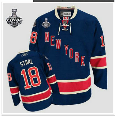 New York Rangers #18 Marc Staal Dark Blue 85TH Third With 2014 Stanley Cup Finals Stitched NHL Jersey