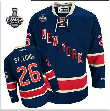New York Rangers #26 Martin St.Louis Navy Blue With 2014 Stanley Cup Finals Stitched NHL Jersey