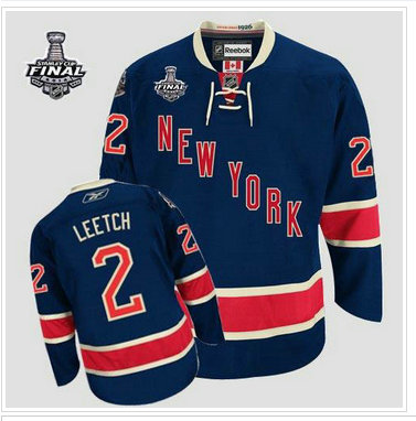 New York Rangers #2 Brian Leetch Dark Blue 85TH Third With 2014 Stanley Cup Finals Stitched NHL Jersey