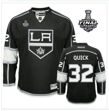 Youth NHL Los Angeles Kings #32 Jonathan Quick Black Home 2014 Stanley Cup Finals Stitched Youth NHL Jersey