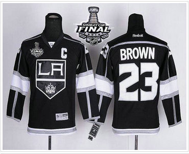 Youth NHL Los Angeles Kings #23 Dustin Brown Black Home 2014 Stanley Cup Finals Stitched Youth NHL Jersey