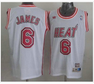 Miami Heat #6 LeBron James White Swingman Throwback Stitched NBA Jersey