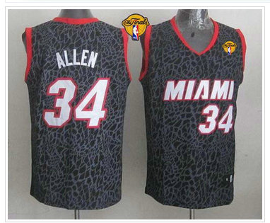 Miami Heat #34 Ray Allen Black Crazy Light Finals Patch Stitched NBA Jersey