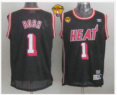 Miami Heat #1 Chris Bosh Black Hardwood Classics Nights Finals Patch Stitched NBA Jersey Miami Heat #1 Chris Bosh Black Hardwood Classics Nights Finals Patch Stitched NBA Jersey