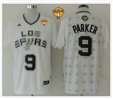 San Antonio Spurs #9 Tony Parker White New Latin Nights Finals Patch Stitched NBA Jersey
