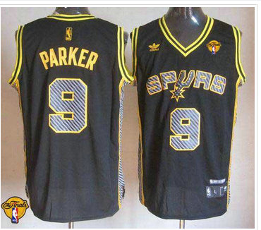 San Antonio Spurs #9 Tony Parker Black Electricity Fashion Finals Patch Stitched NBA Jersey