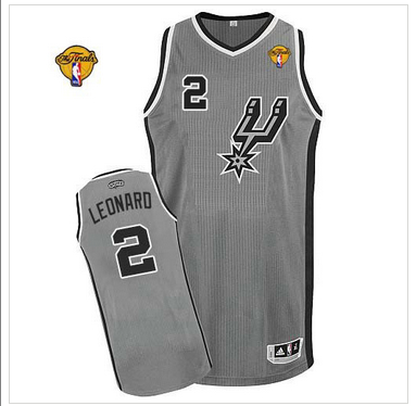 San Antonio Spurs #2 Kawhi Leonard Grey Alternate Finals Patch Stitched NBA Jersey