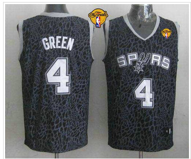 San Antonio Spurs #4 Danny Green Black Crazy Light Finals Patch Stitched NBA Jersey
