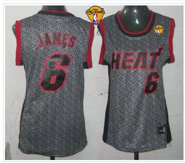 Women NBA Miami Heat #6 LeBron James Grey With Finals Patch Static Fashion Stitched NBA Jersey
