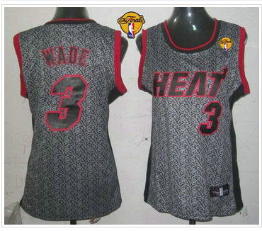 Women NBA Miami Heat #3 Dwyane Wade Grey With Finals Patch Static Fashion Stitched NBA Jersey