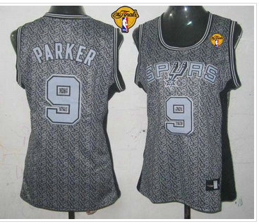Women NBA Spurs #9 Tony Parker Grey With Finals Patch Static Fashion Stitched NBA Jersey