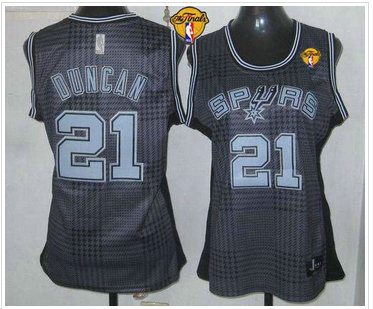Women NBA Spurs #21 Tim Duncan Black With Finals Patch Rhythm Fashion Stitched NBA Jersey