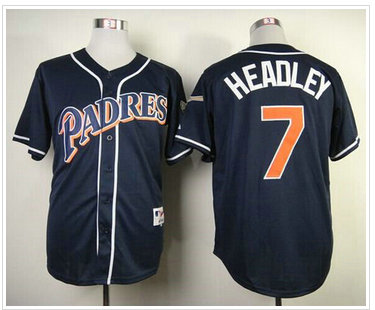 San Diego Padres #7 Chase Headley Navy Blue 1998 Turn Back The Clock Baseball Jersey