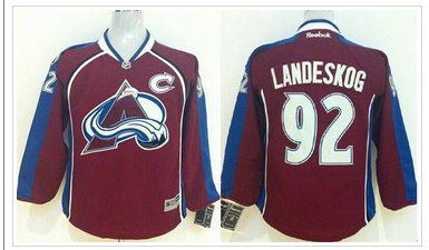 Youth NHL Colorado Avalanche #92 Gabriel Landeskog Red Stitched Jersey