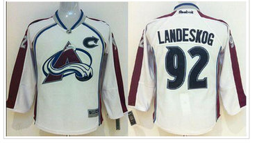 Youth NHL Colorado Avalanche #92 Gabriel Landeskog White Stitched Jersey