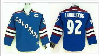 Youth NHL Colorado Avalanche #92 Gabriel Landeskog Blue Stitched Jersey