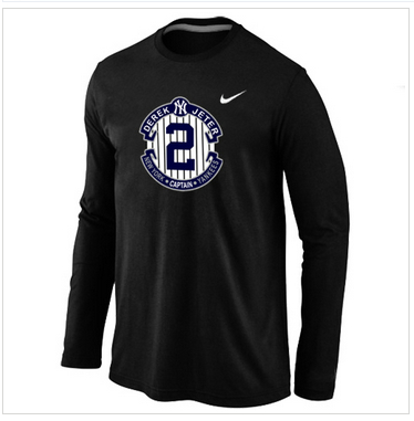 New Derek Jeter New York Yankees Official Final Season Commemorative Logo Long Sleeve T-Shirt Black