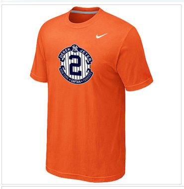 New Derek Jeter New York Yankees Official Final Season Commemorative Logo T-Shirt Orange New Derek Jeter New York Yankees Official Final Season Commemorative Logo T-Shirt Orange