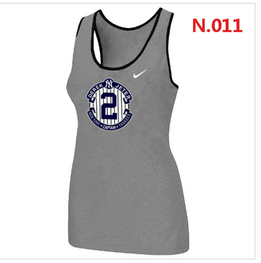 New Derek Jeter New York Yankees Official Final Season Commemorative Logo stretch Tank Top L.grey