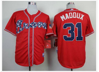 Atlanta Braves #31 Greg Maddux Red Cool Base Stitched Baseball Jersey