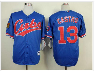 Chicago Cubs #13 Starlin Castro Blue 1994 Turn Back The Clock Stitched Baseball Jersey