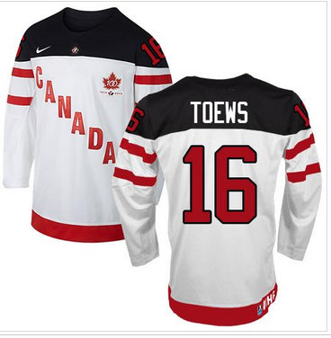 Team Canada Olympic #16 Jonathan Toews White 100th Anniversary Stitched NHL Jersey Team Canada Olympic #16 Jonathan Toews White 100th Anniversary Stitched NHL Jersey